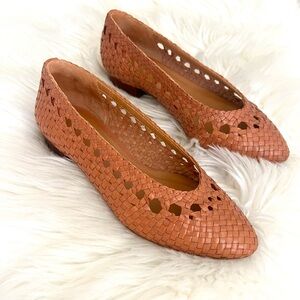 Sézane Anya Ballerina Woven Flats in Camel, size 37